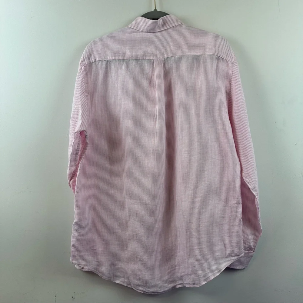J.McLaughlin Pink Stripe Linen Shirt Size XL 100% Linen - Picture 5 of 6